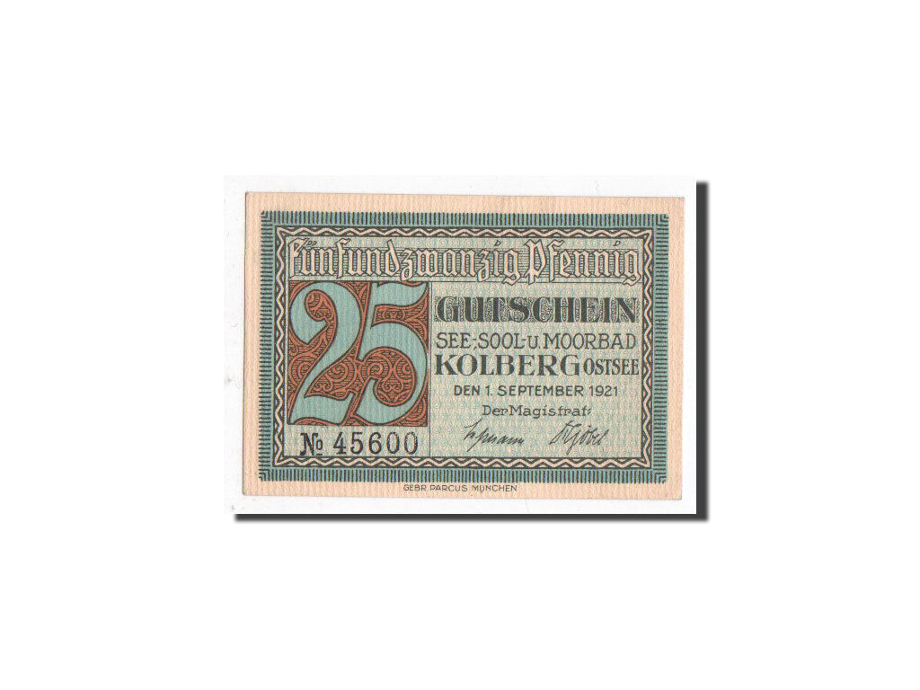 Banknote, Germany, Kolberg Stadt, 25 Pfennig, paysage, 1921, 1921-09-01