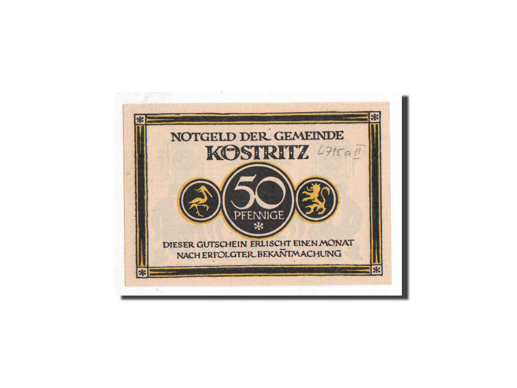 Banknote, Germany, Köstritz, 50 Pfennig, personnage, O.D, Undated, UNC(65-70)