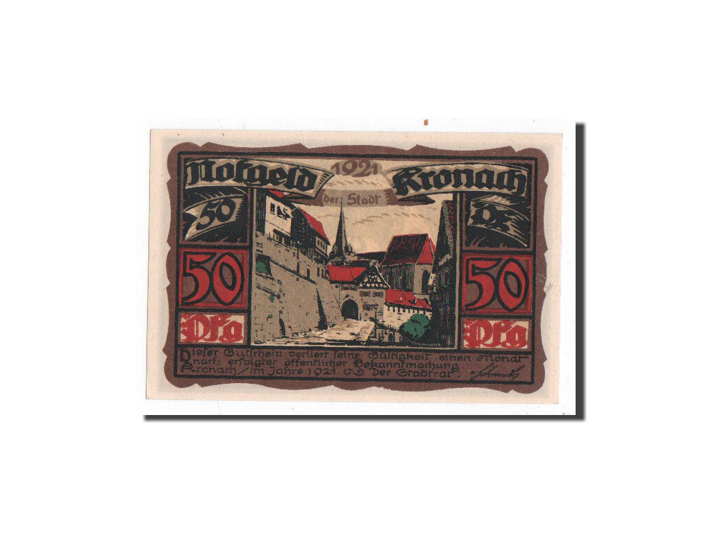 Banknote, Germany, Kronach, 50 Pfennig, ville 1, 1921, Undated, UNC(65-70)