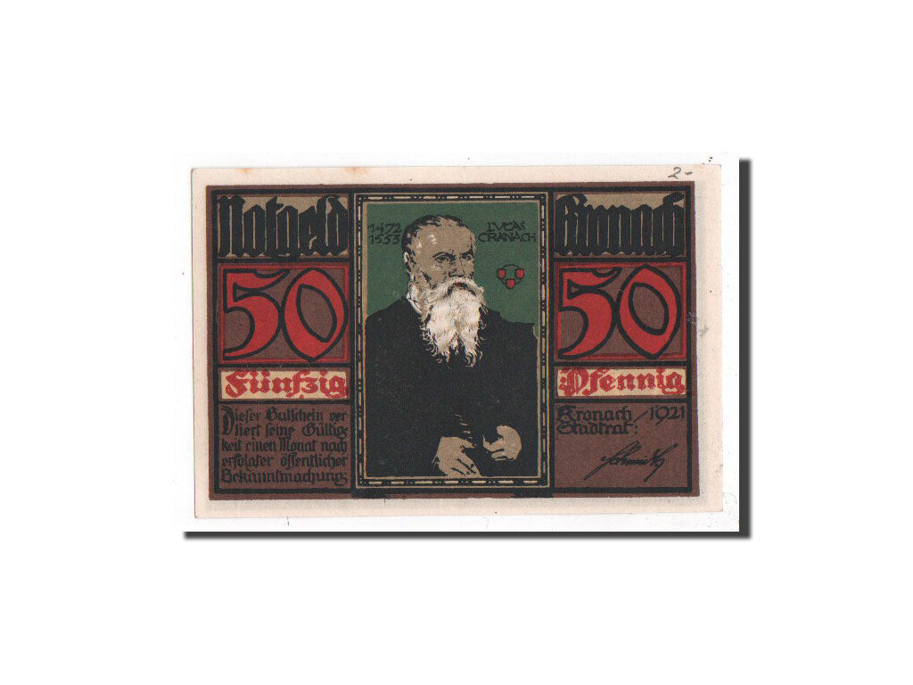 Banknote, Germany, Kronach, 50 Pfennig, personnage, 1921, Undated, UNC(65-70)