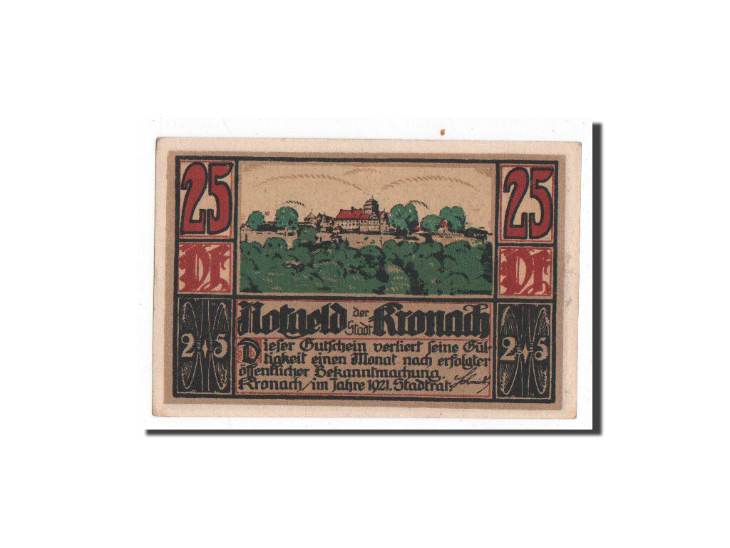 Banknote, Germany, Kronach, 25 Pfennig, paysage 1, 1921, Undated, UNC(65-70)