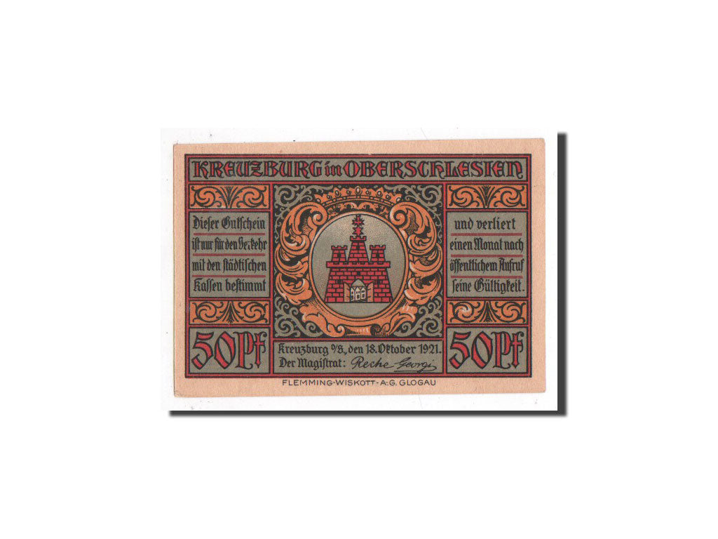 Banknote, Germany, Kreuzburg, 50 Pfennig, Ville, 1921, 1921-10-18, UNC(65-70)