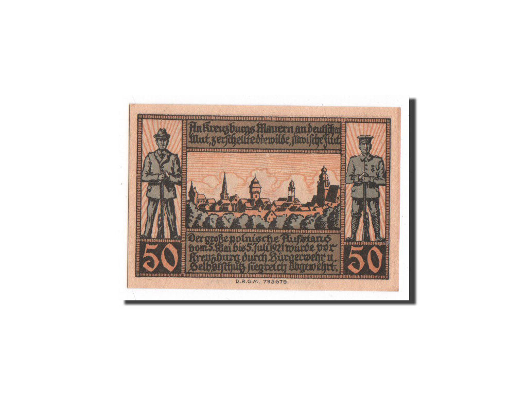 Banknote, Germany, Kreuzburg, 50 Pfennig, paysage, 1921, 1921-10-18, UNC(65-70)