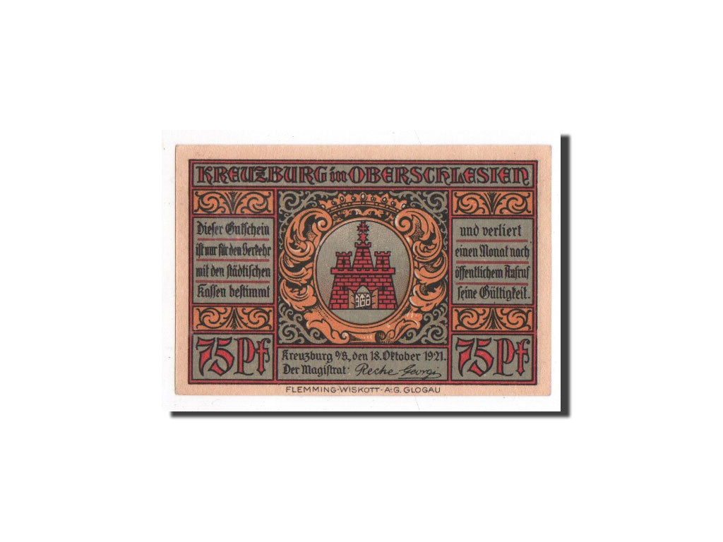 Banknote, Germany, Kreuzburg, 75 Pfennig, personnage, 1921, 1921-10-18