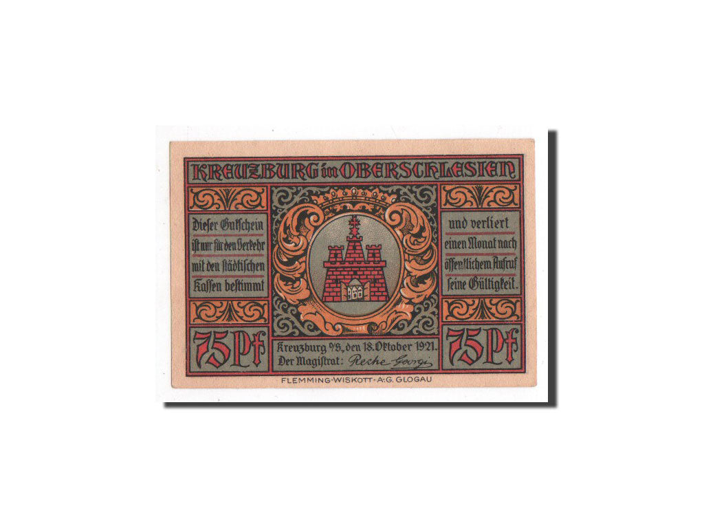 Banknote, Germany, Kreuzburg, 75 Pfennig, Ville, 1921, 1921-10-18, UNC(65-70)