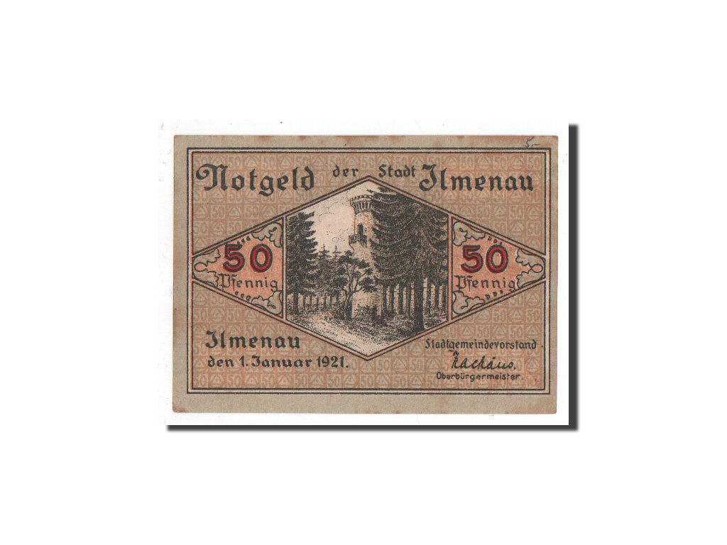 Banknote, Germany, Llmenau, 50 Pfennig, château, 1921, 1921-01-01, UNC(65-70)