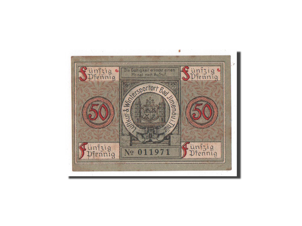 Banknote, Germany, Llmenau, 50 Pfennig, château, 1921, 1921-01-01, UNC(65-70)