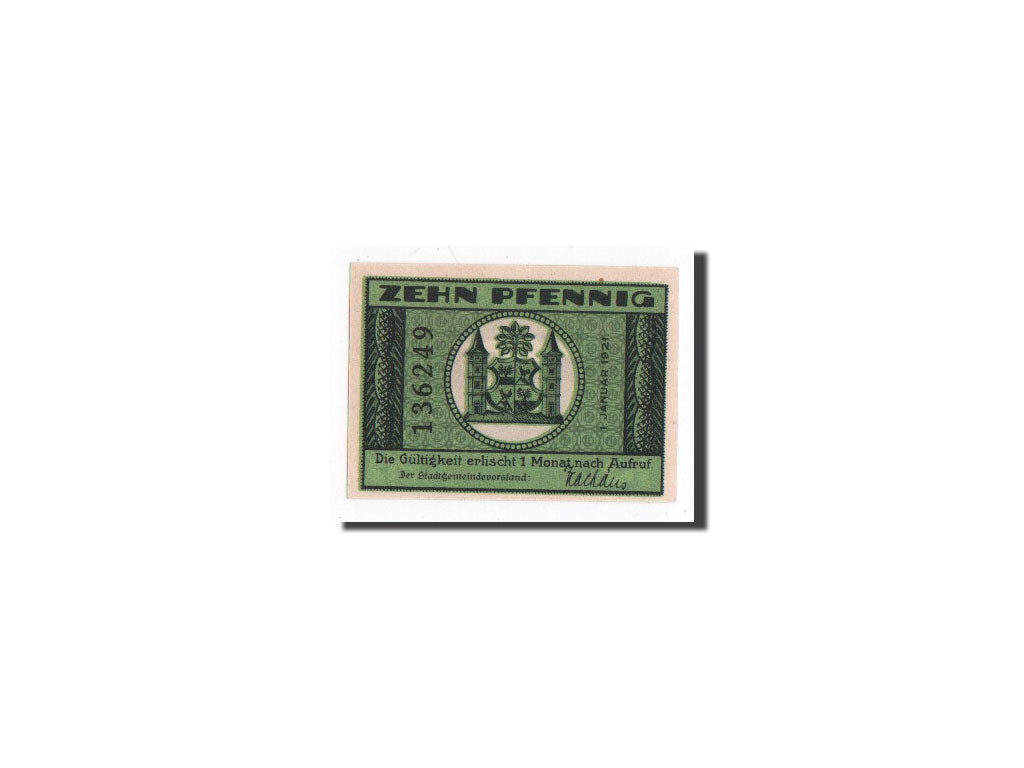 Banknote, Germany, Llmenau, 10 Pfennig, paysage, 1921, 1921-01-01, UNC(65-70)