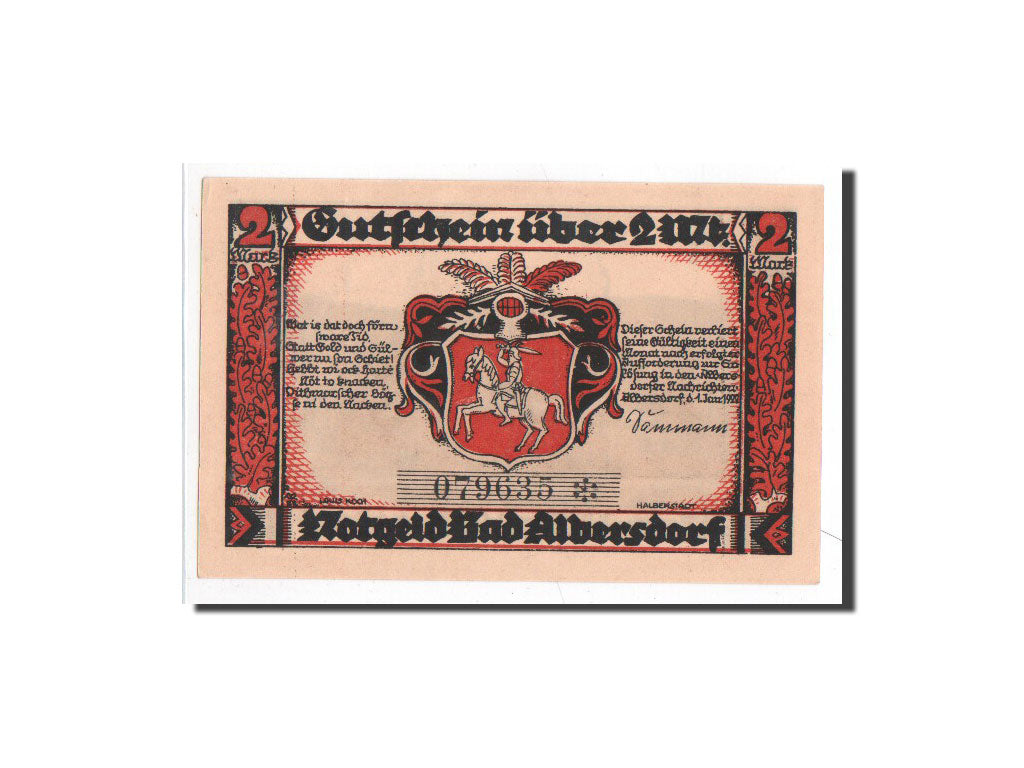 Banknote, Germany, Albersdorf, 2 Mark, paysage, 1922, 1922-01-01, UNC(65-70)