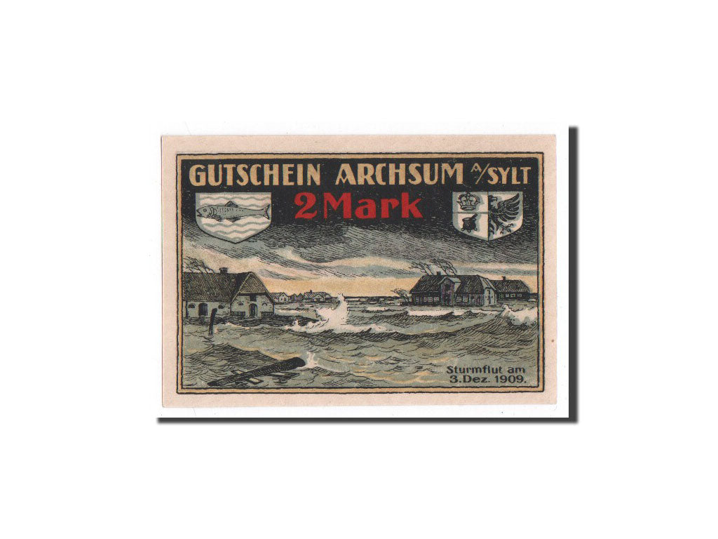 Banknote, Germany, Archsum, 2 Mark, paysage, 1921, 1921-03-21, UNC(65-70)