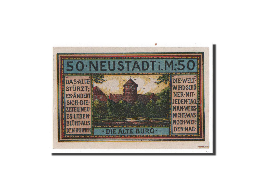 Billete, Alemania, Neustadt Stadt, 50 Pfennig, château, 1921, 1921-11-24, UNC