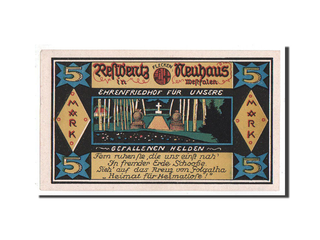 Banknote, Germany, Neuhaus, 5 Mark, cimetière, O.D, Undated, UNC(65-70)