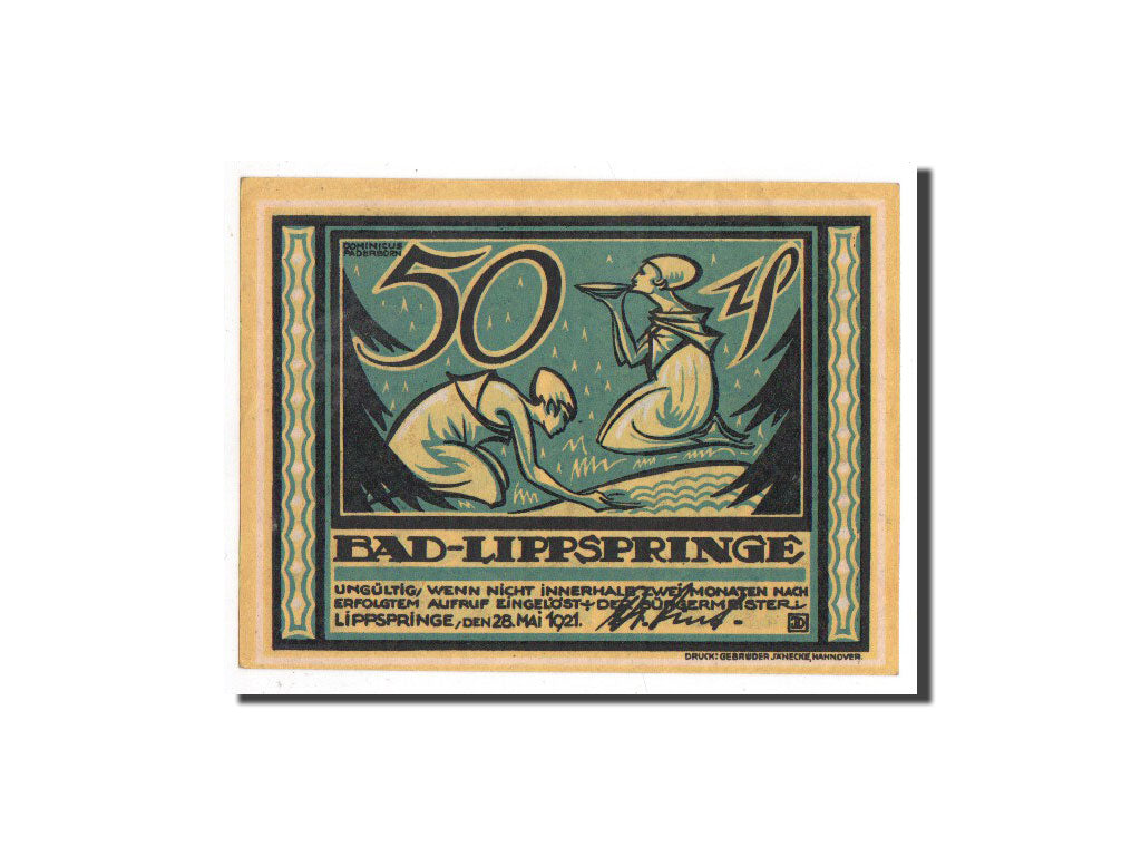 Banknote, Germany, Lippspringe, 50 Pfennig, EAU, 1921, 1921-05-28, UNC(65-70)