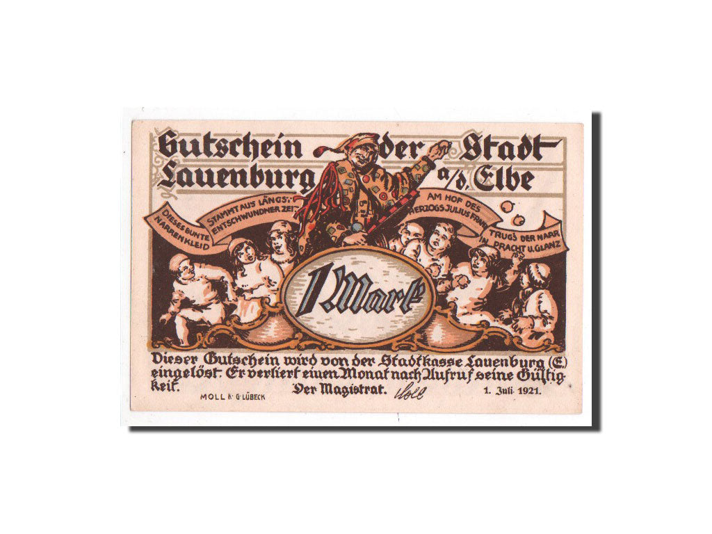 Banknote, Germany, Lauenburg a.d. Elbe, 1 Mark, jocker, 1921, 1921-07-01