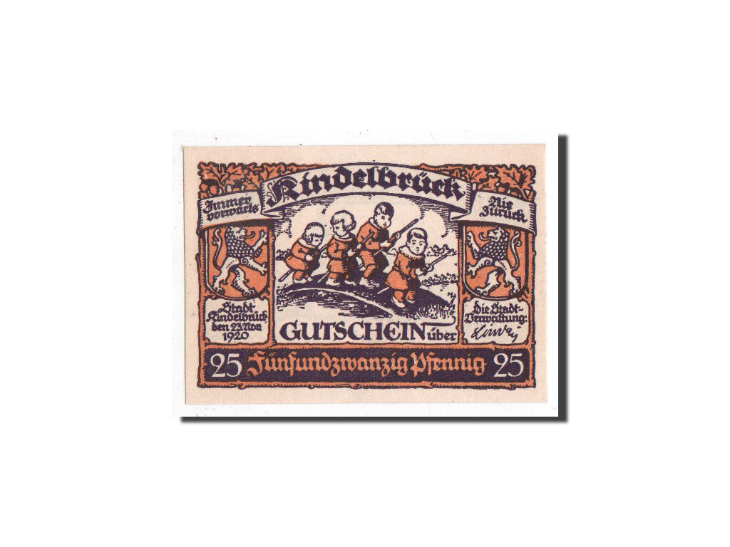 Banknot, Niemcy, Kindelbrück, 25 Pfennig, Eglise, 1920, 1920-11-23, UNC(65-70)