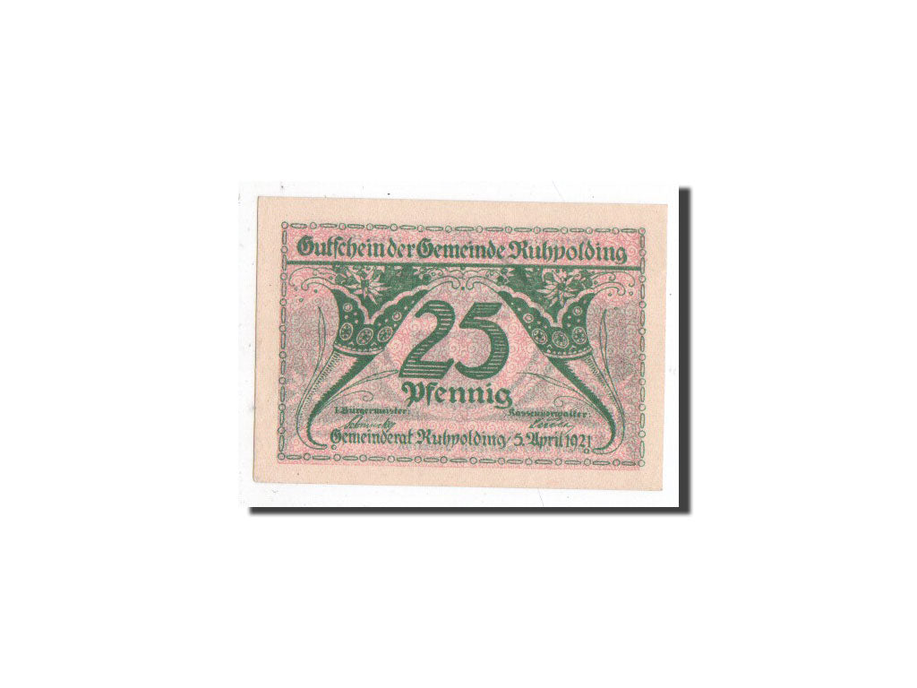 Biljet, Duitsland, Ruhpolding, 25 Pfennig, Ecusson, 1921, 1921-04-05, NIEUW