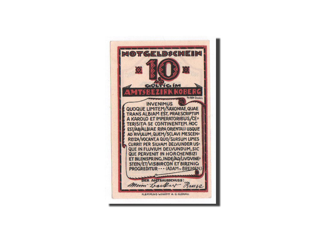 Geldschein, Deutschland, Koberg, 10 Pfennig, Citation, O.D, Undated, UNZ