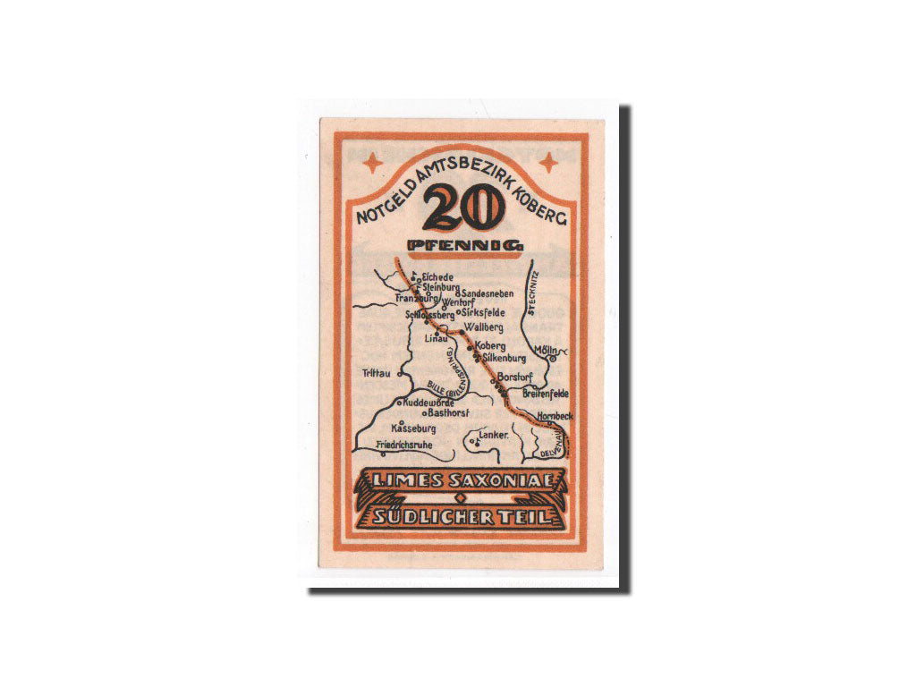 Geldschein, Deutschland, Koberg, 20 Pfennig, Citation, O.D, Undated, UNZ