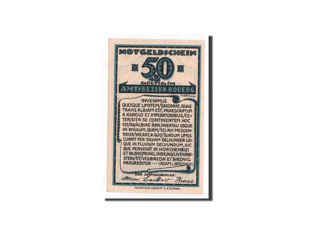 Geldschein, Deutschland, Koberg, 50 Pfennig, Citation, O.D, Undated, UNZ