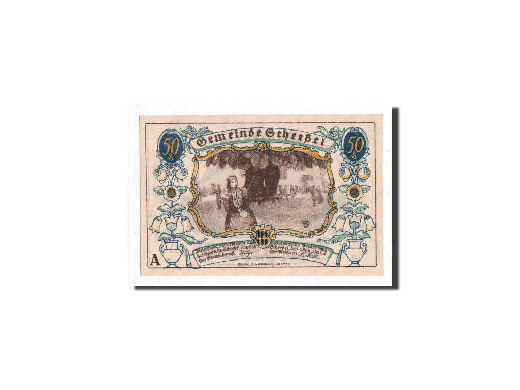 Geldschein, Deutschland, Scheessel, 50 Pfennig, métier, 1921, 1921-01-01, UNZ