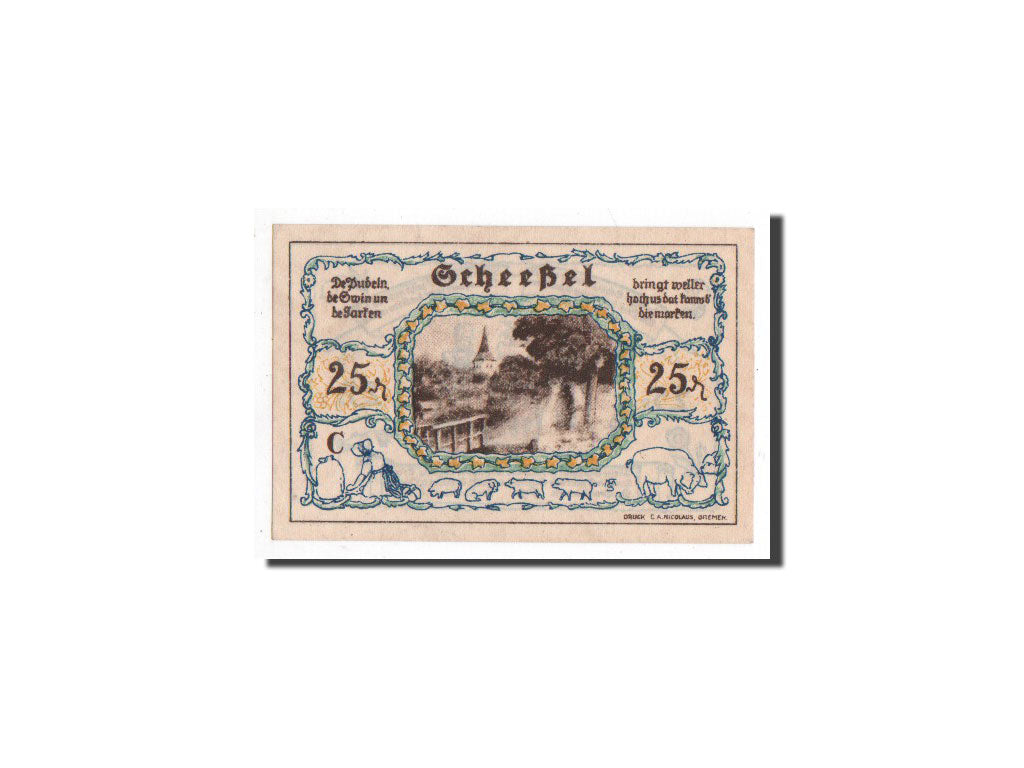 Banknote, Germany, Scheessel, 25 Pfennig, personnage, 1921, 1921-01-01
