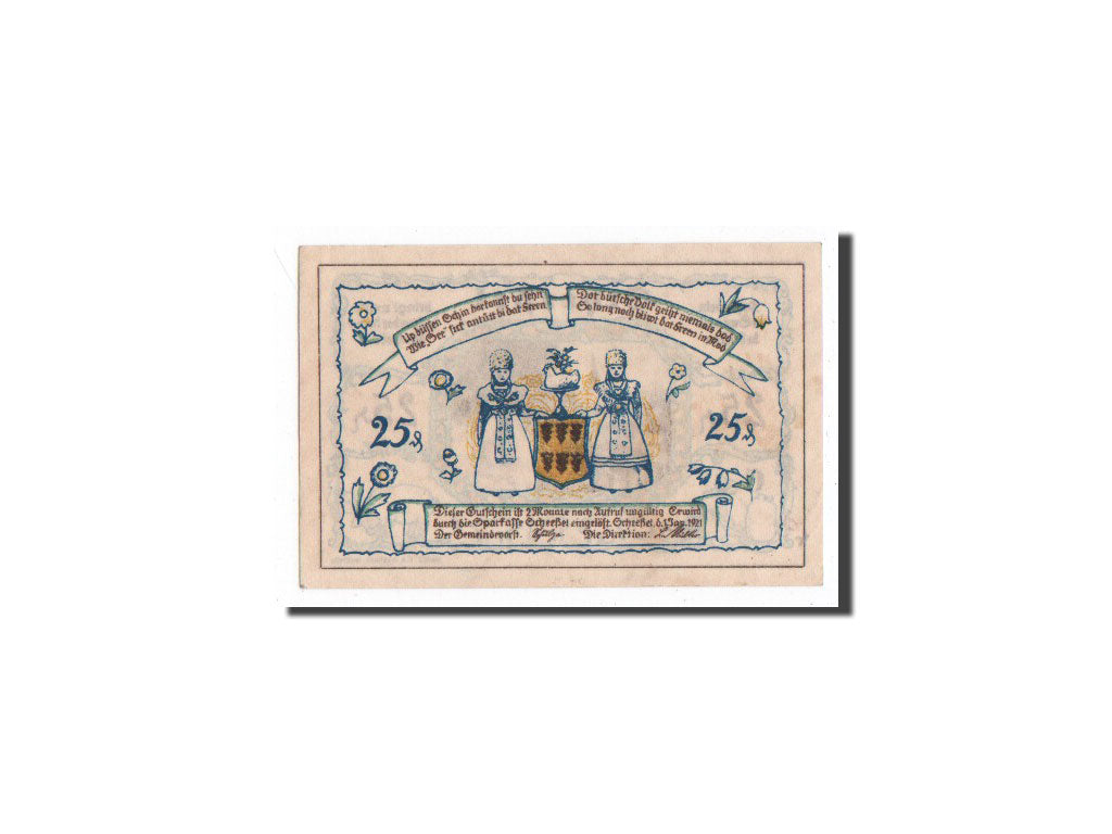 Banknote, Germany, Scheessel, 25 Pfennig, personnage, 1921, 1921-01-01