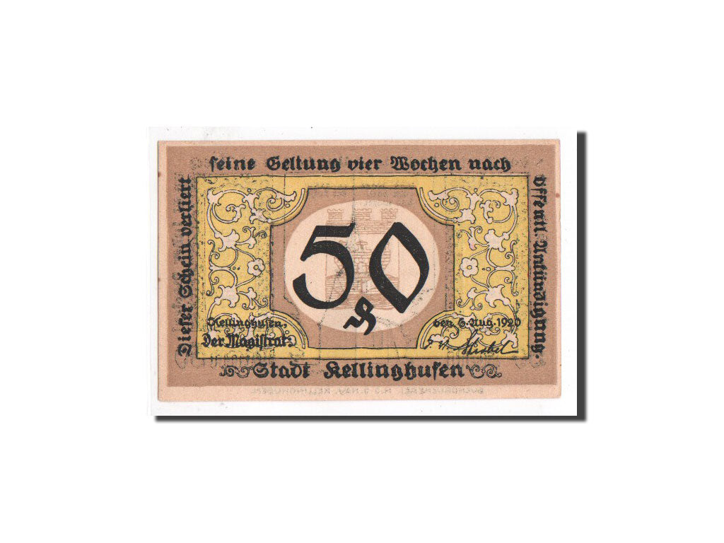 Banknote, Germany, Kellinghusen, 50 Pfennig, Eglise, 1920, 1920-08-06