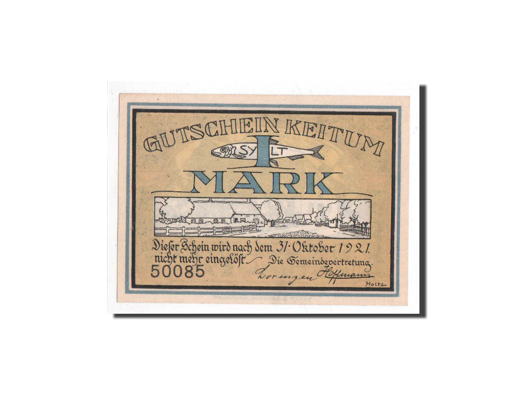 Billet, Allemagne, Keitum, 1 Mark, paysage, O.D, Undated, NEUF, Mehl:685.3