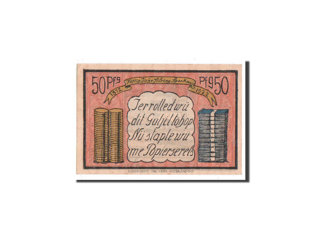 Banknote, Germany, Keitum, 50 Pfennig, monnaies/billets, 1922, Undated
