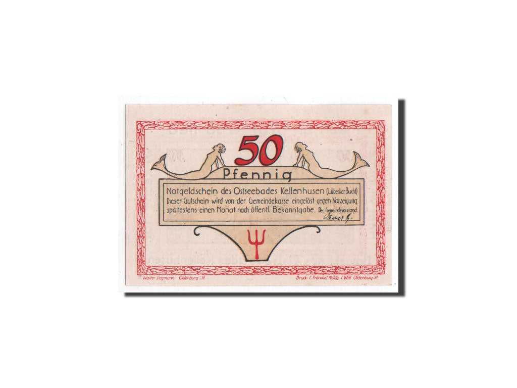 Banknote, Germany, Kellenhusen, 50 Pfennig, pêcheur, O.D, Undated, UNC(65-70)