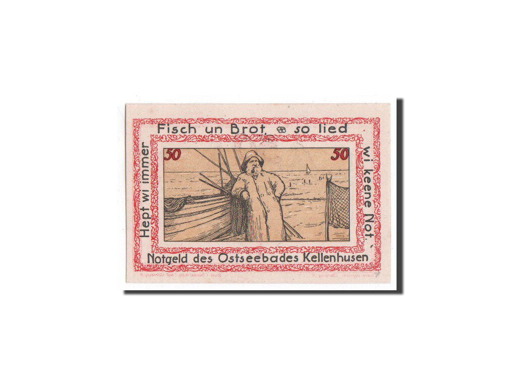 Banknote, Germany, Kellenhusen, 50 Pfennig, pêcheur, O.D, Undated, UNC(65-70)