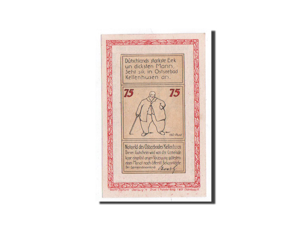 Banknote, Germany, Kellenhusen, 75 Pfennig, arbre, O.D, Undated, UNC(65-70)