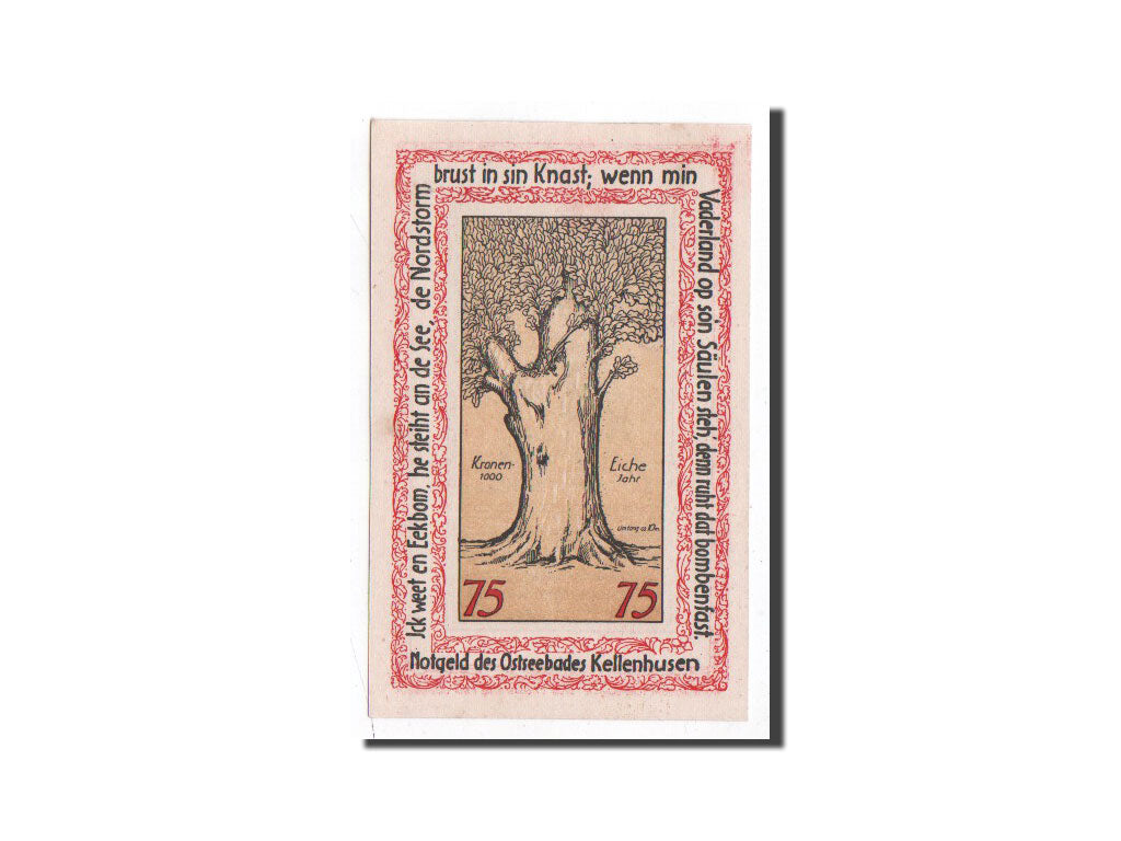 Banknote, Germany, Kellenhusen, 75 Pfennig, arbre, O.D, Undated, UNC(65-70)