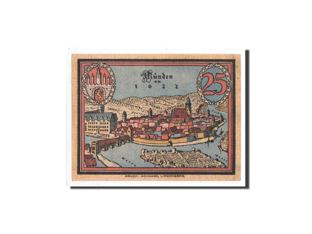 Banknote, Germany, Hann. Münden, 25 Pfennig, château, O.D, Undated
