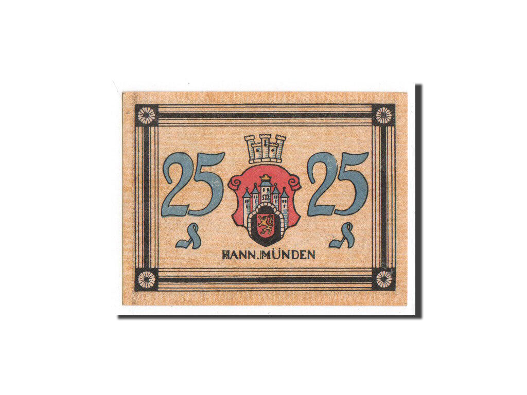 Banknote, Germany, Hann. Münden, 25 Pfennig, château, O.D, Undated