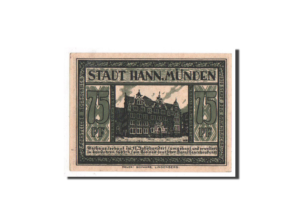 Banknote, Germany, Hann. Münden, 75 Pfennig, personnage, O.D, Undated