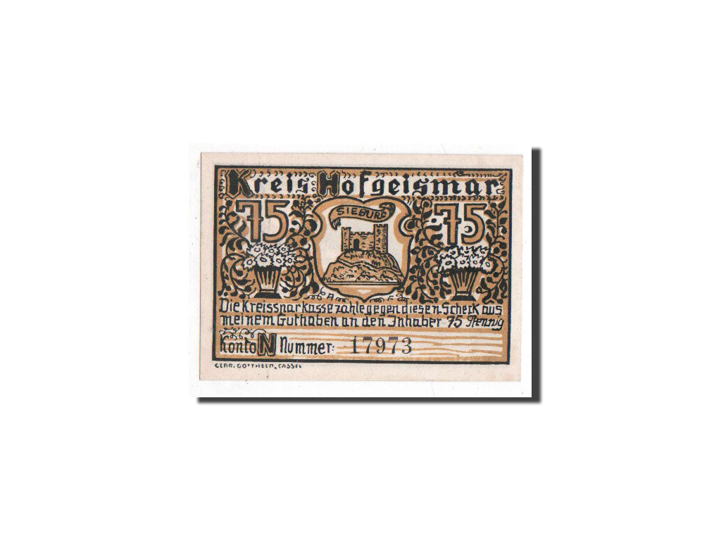 Banknote, Germany, Hofgeismar, 75 Pfennig, Eglise, O.D, Undated, UNC(65-70)