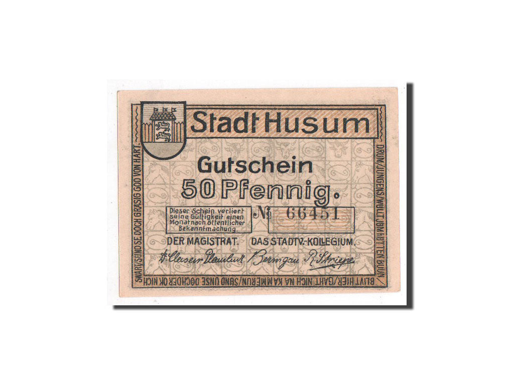Banknote, Germany, Husum, 50 Pfennig, Ville, O.D, Undated, UNC(65-70)