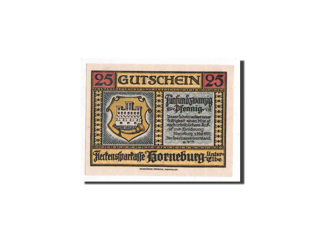 Banknote, Germany, Horneburg, 25 Pfennig, ferme, 1921, 1921-05-01, UNC(65-70)