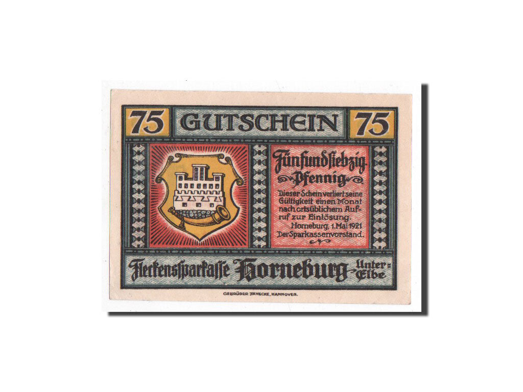 Banknote, Germany, Horneburg, 75 Pfennig, Ville, 1921, 1921-05-01, UNC(65-70)