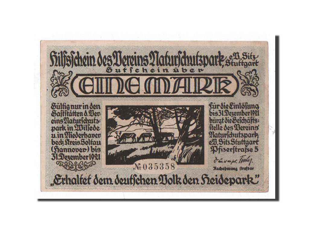 Banknote, Germany, Stuttgart, 1 Mark, personnage, O.D, Undated, UNC(65-70)