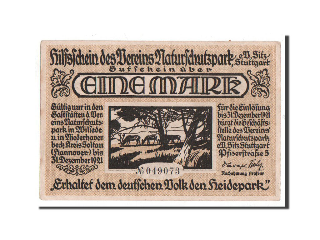 Banknote, Germany, Stuttgart, 1 Mark, paysage, O.D, Undated, UNC(65-70)