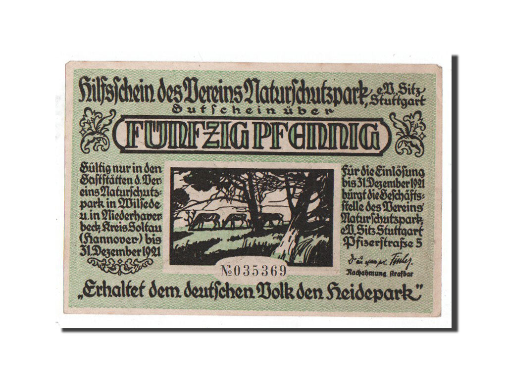 Banknote, Germany, Stuttgart, 1/2 Mark, chasseur, O.D, Undated, UNC(65-70)