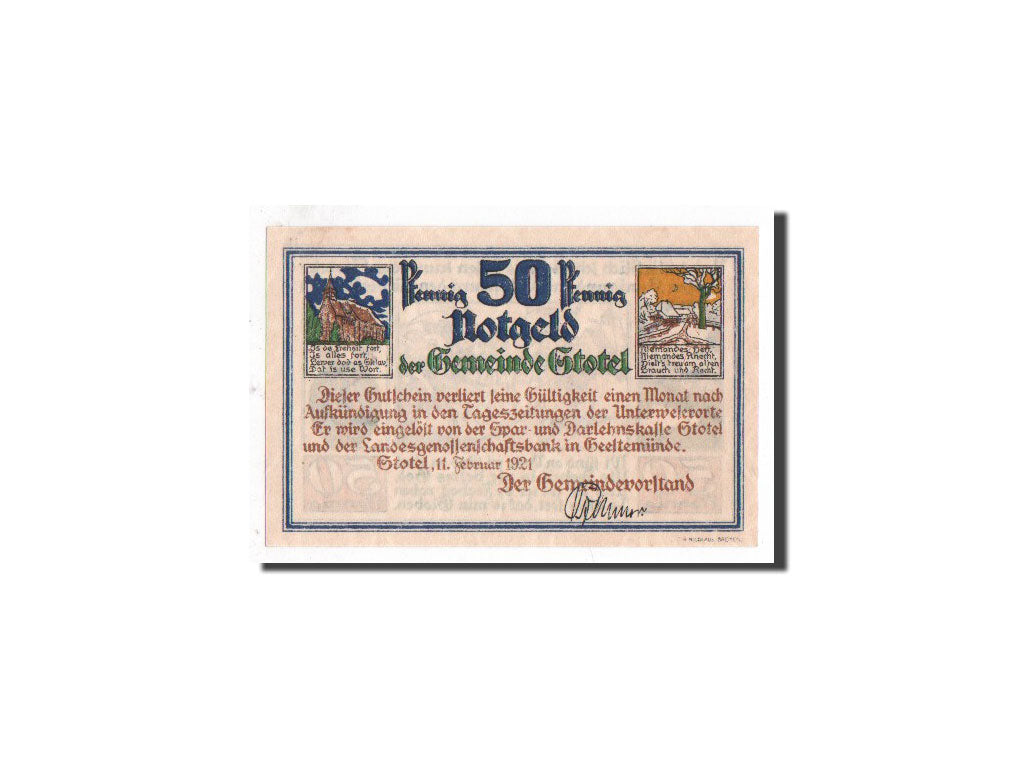 Banknote, Germany, Stotel, 50 Pfennig, chevalier, 1921, 1921-02-11, UNC(65-70)
