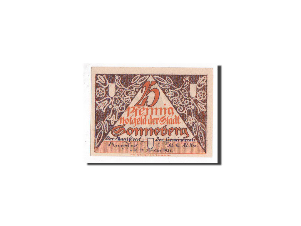 Banknote, Germany, Sonneberg, 25 Pfennig, arlequin, 1921, 1921-01-21