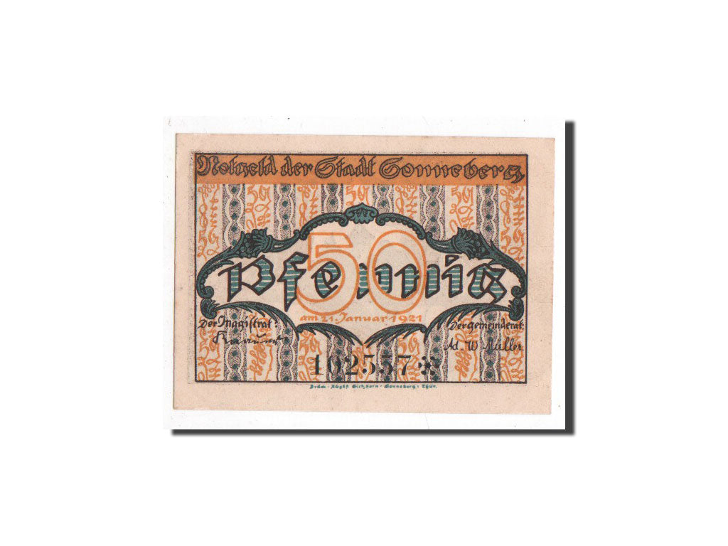 Banknote, Germany, Sonneberg, 50 Pfennig, ange, 1921, 1921-01-21, UNC(65-70)