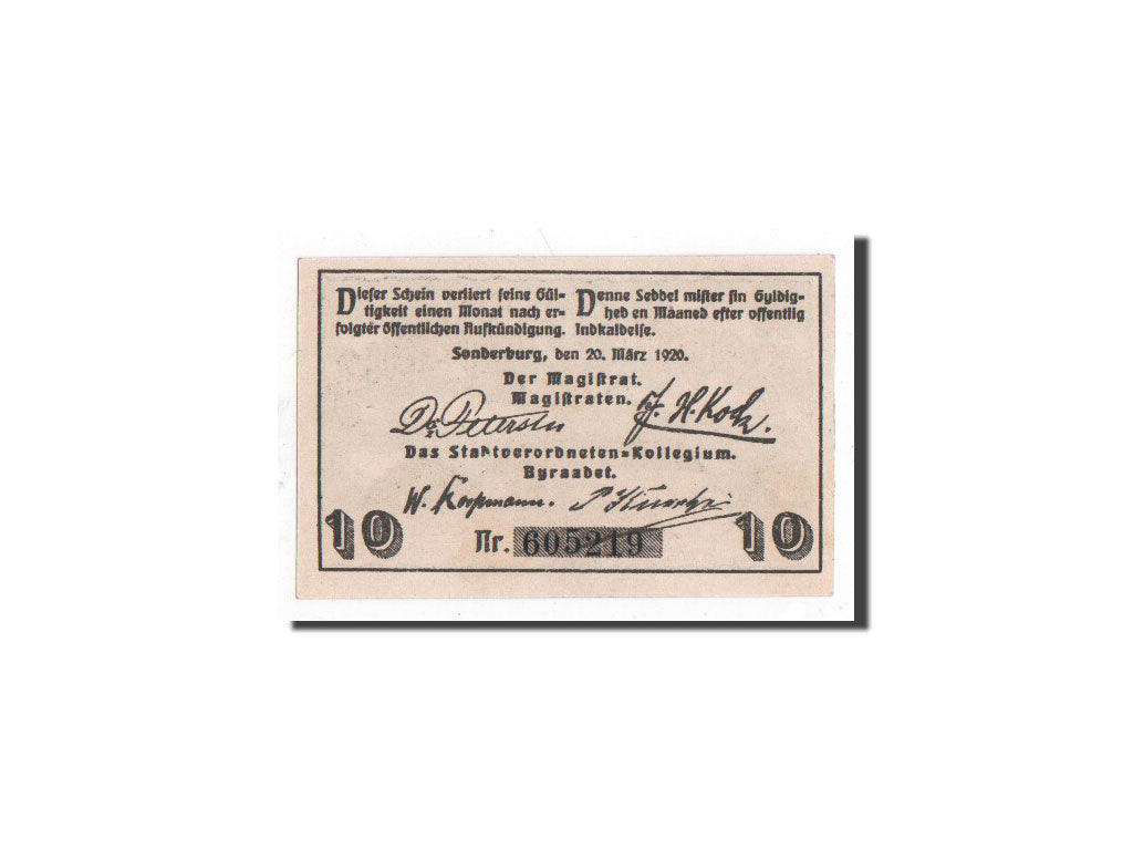 Banknote, Germany, Sonderburg, 10 Pfennig, château, 1920, 1920-03-20