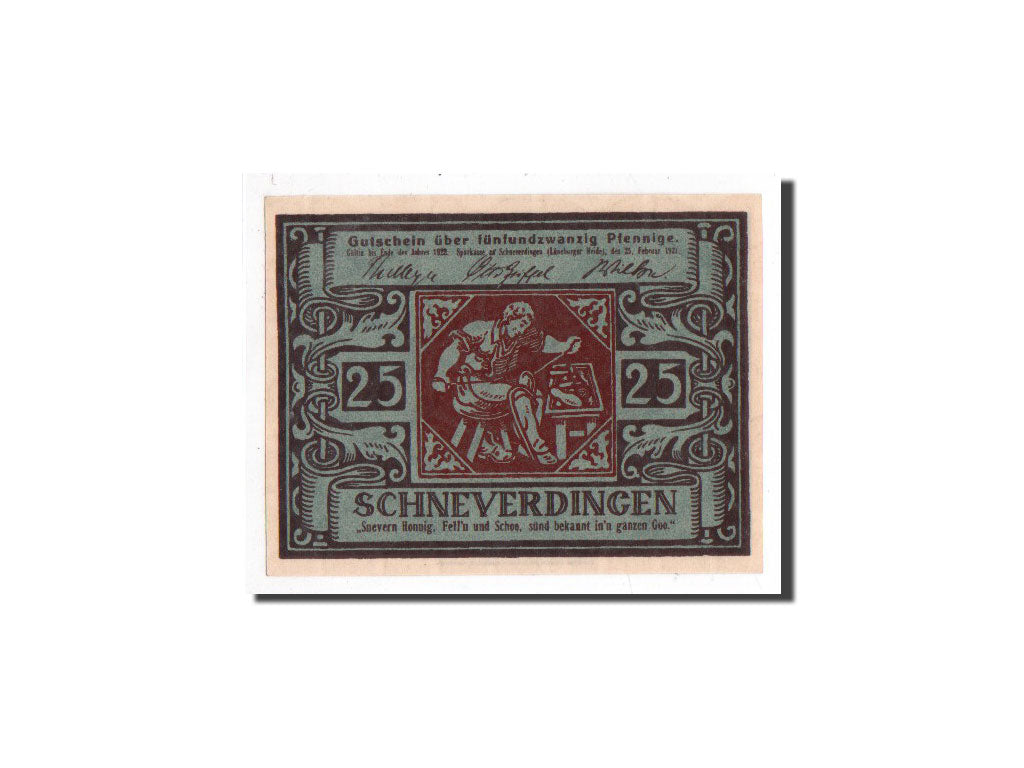 Banknote, Germany, Schneverdingen, 25 Pfennig, personnage, 1921, 1921-02-25