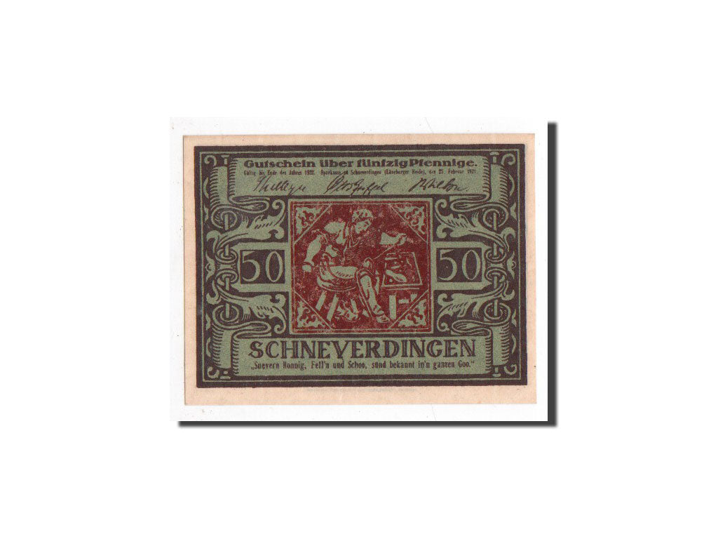 Banknote, Germany, Schneverdingen, 50 Pfennig, personnage, 1921, 1921-02-25