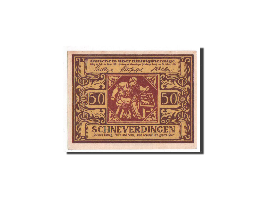 Banknote, Germany, Schneverdingen, 50 Pfennig, personnage, 1921, 1921-02-25